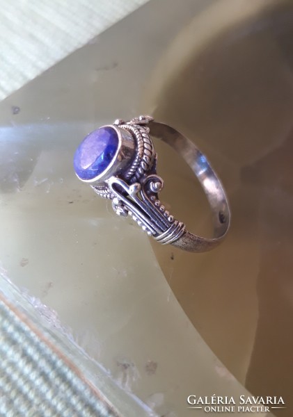 Lápisz köves antik ezüst gyűrű - 57- es méret