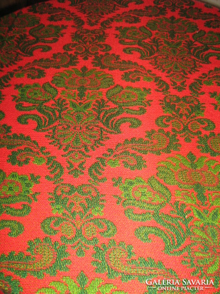 Álomszép antik zöld-piros barokk mintás szőttes terítő