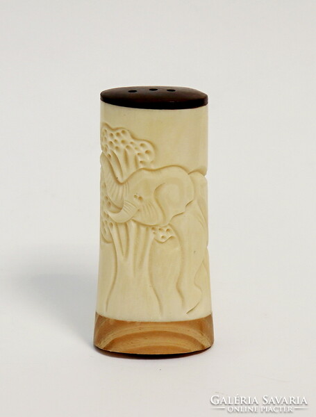 Salt or spice shaker, carved bone
