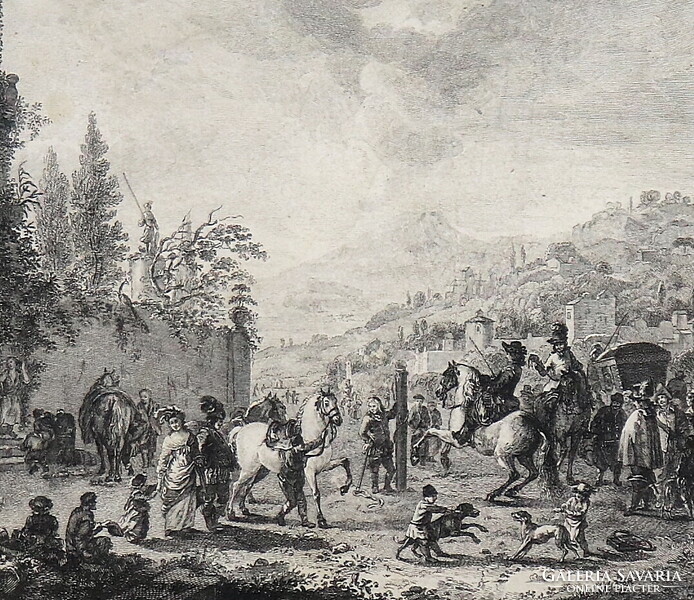 Copper engraving ph. After a painting by Wouwerman, xviii. S.