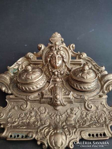 Baroque putto copper inkstand set - ep