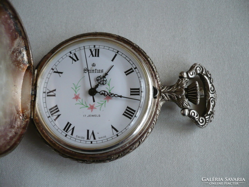 Santus is a beautifully decorated and very rare Swiss mechanical pocket watch with a fishing scene