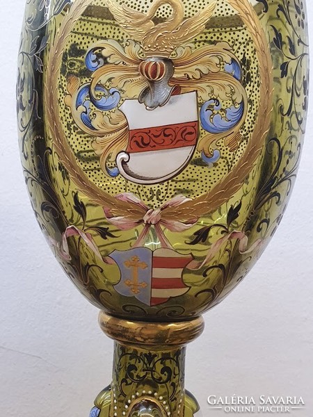 Hatalmas Böhmen üveg serleg 1880k, 31cm - 50250