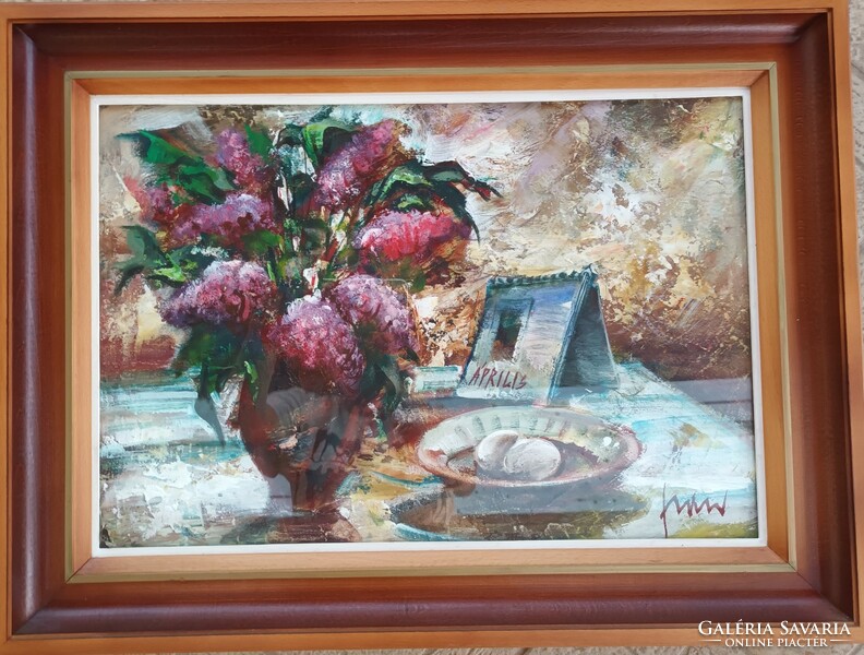 József Fodor - Easter still life - painting 35 cm x 50 cm