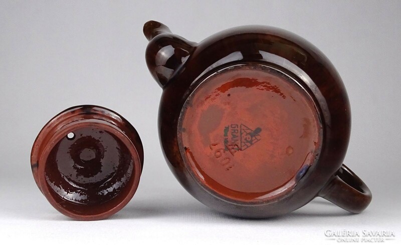1O949 old granite ceramic coffee jug