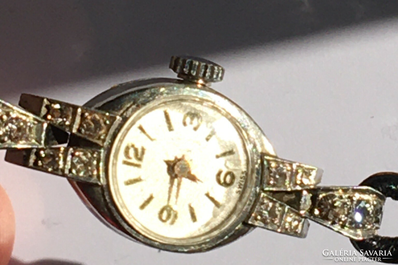 Antique ladies watch with white gold platinum diamond french swiss