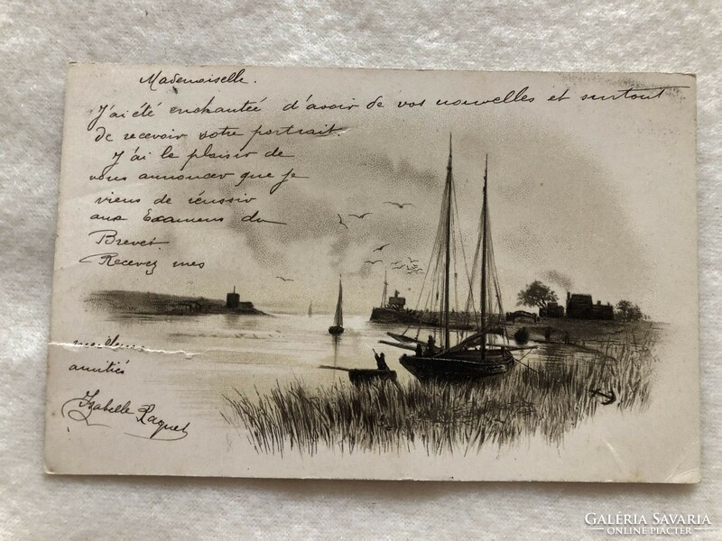Antique, old long address litho postcard - damaged! -7.