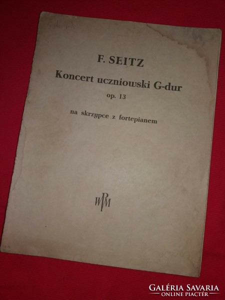 F.Seitz: G -dur hangverseny hegedűre és zongorára lengyel nyelvű tankönyv UTOLJÁRA HIRDETEM !!