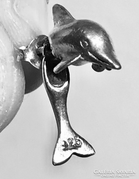 Silver dolphin earrings for little girls or even adults! Two-part! All parts are sterling silver! S