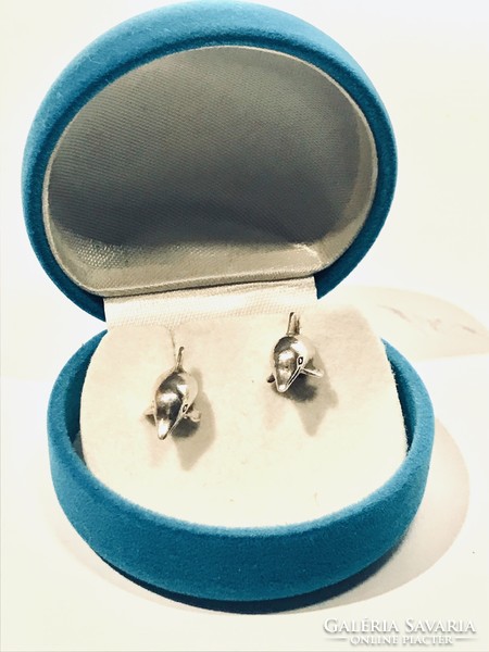 Silver dolphin earrings for little girls or even adults! Two-part! All parts are sterling silver! S