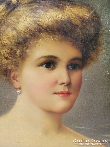 Art Nouveau female portrait painting