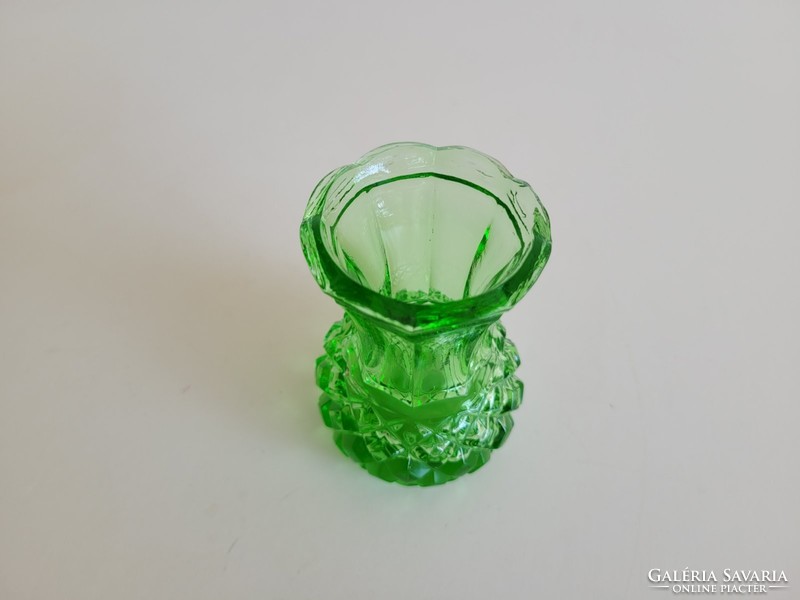 Old glass vase Czech green small vase