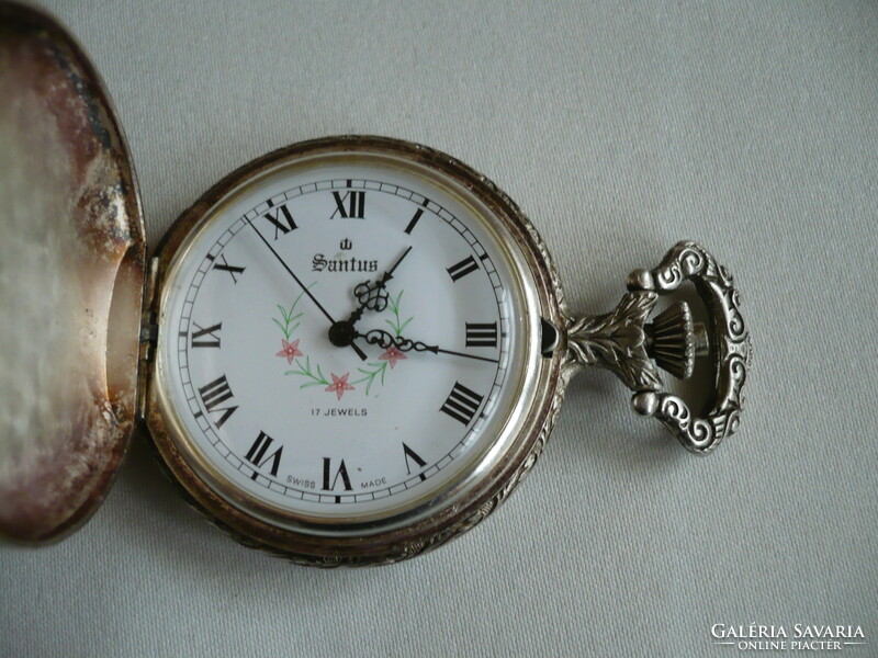 Santus is a beautifully decorated and very rare Swiss mechanical pocket watch with a fishing scene