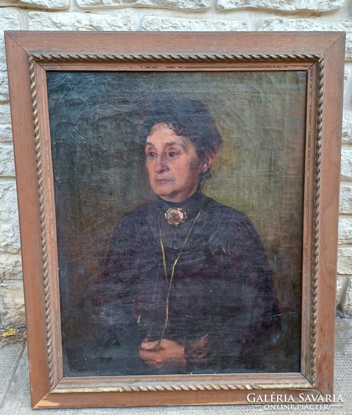 Antik Biedermeier stílusú Női portré olaj vászon festmény századforduló.Wien,Bécs Ausztria