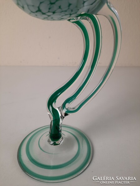 Vintage jozefina krosno blown glass vase with jellyfish stem