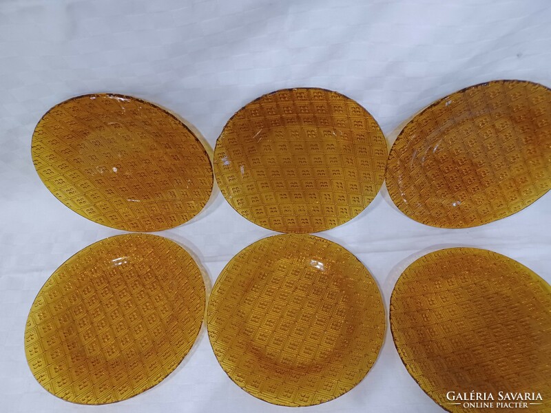 Small amber glass plates 6 pcs