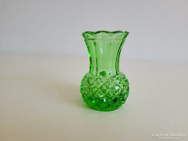 Old glass vase Czech green small vase