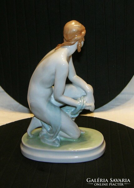 Old Zsolnay seated nude
