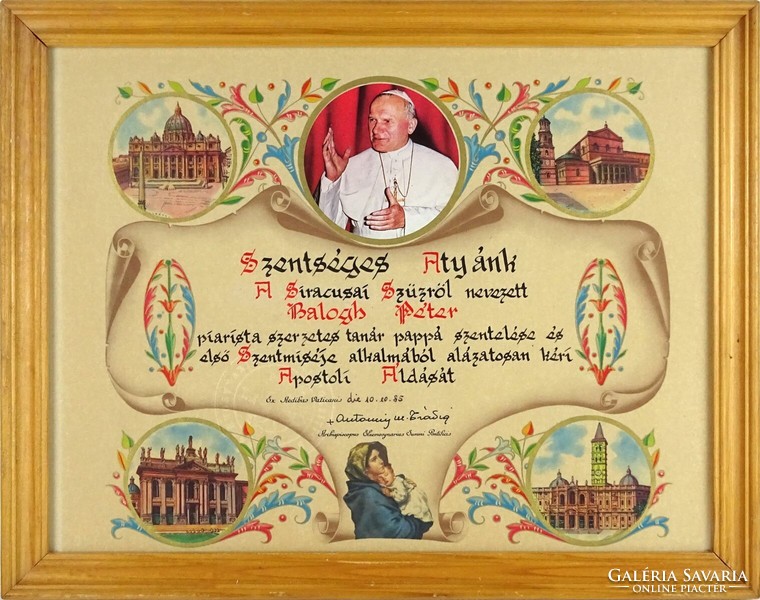 1O953 péter balogh Vatican - apostolic blessing 1985
