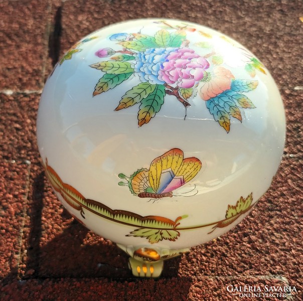 Herend Victoria pattern bonbonier with spherical legs - jewelry holder