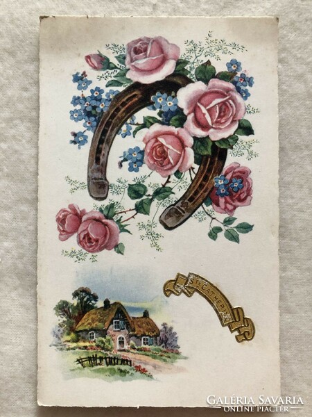 Antique, old graphic postcard -7.