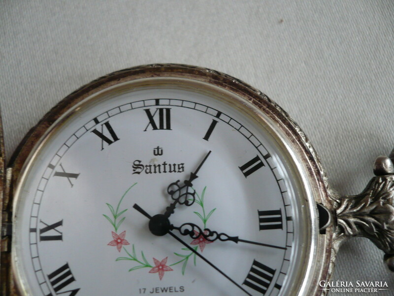 Santus is a beautifully decorated and very rare Swiss mechanical pocket watch with a fishing scene