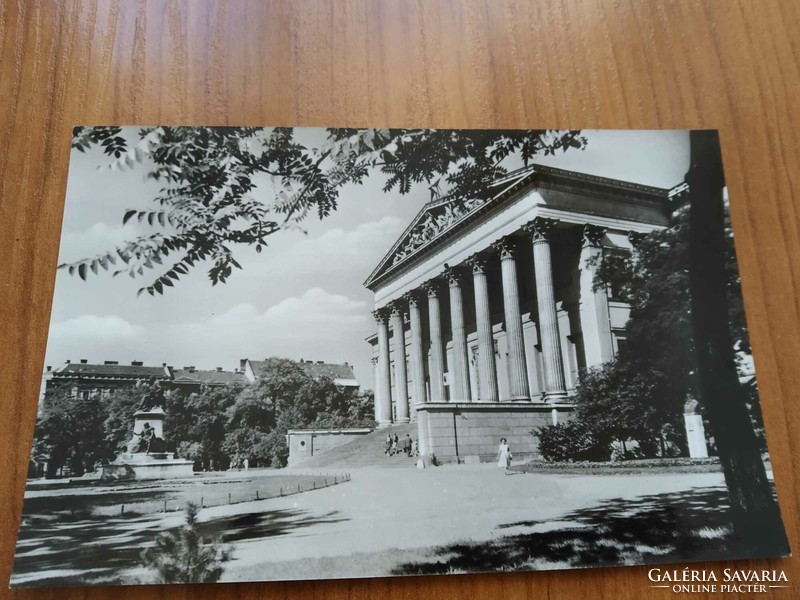 Old postcard, Budapest, national museum, postal clerk