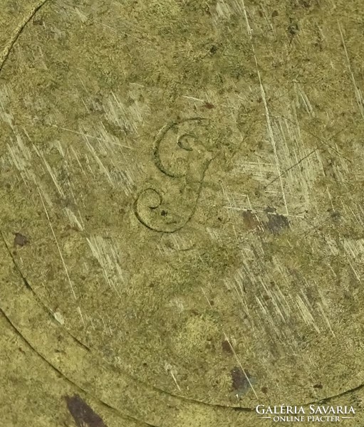 1O875 Antik jelzett réz mozsár törővel
