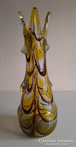 Vintage Czech blown glass vase, mstisov/moser vase