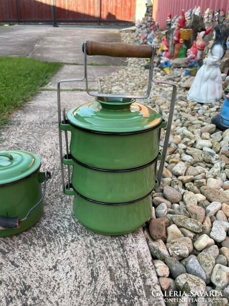 Rare green enameled enameled food barrel food heirloom antique nostalgia