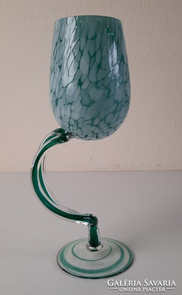 Vintage jozefina krosno blown glass vase with jellyfish stem