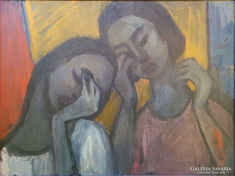 Ilona Tokay's (1907 - 1988) picture gallery painting of mourning with original guarantee!