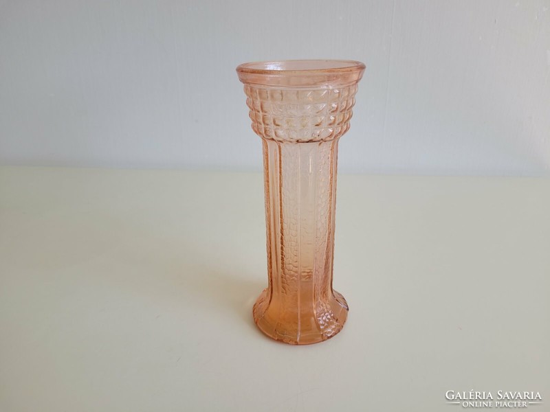 Régi art deco stílusú üvegváza lazac színű váza