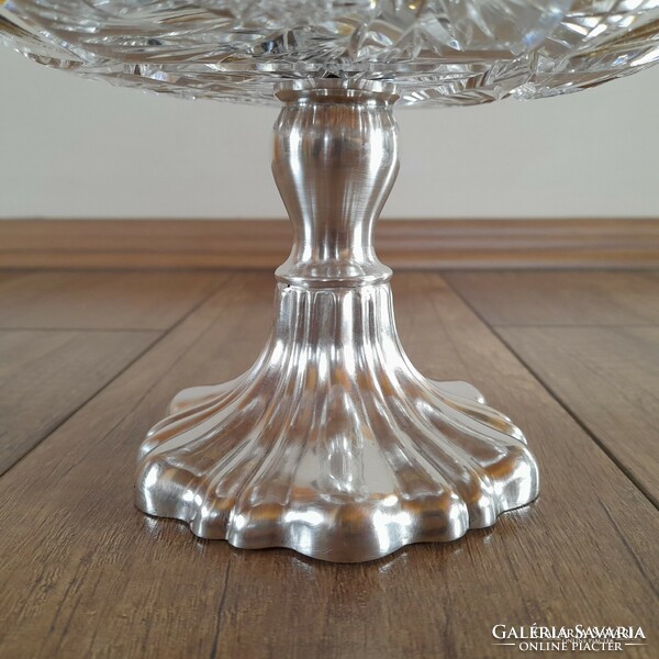 Old silver pedestal crystal offering