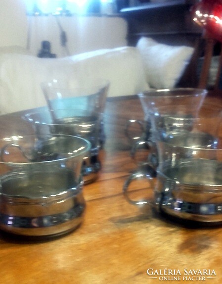 6 retro metal cups with glass inserts - art&decoration