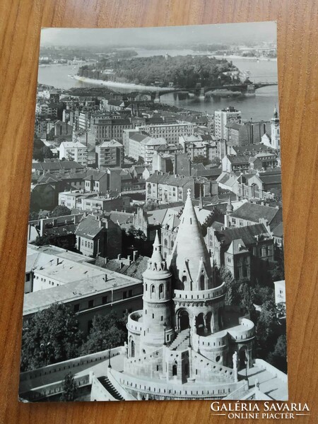 Old postcard, Budapest, fisherman's bastion, Margaret Island in the background, used, 1969