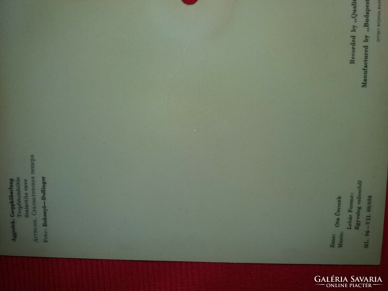 Régi COLORVOX AGGTELEK képeslap 45-s fordulat kislemez LEHÁR FERENC:Operett egyveleg.a képek szerint