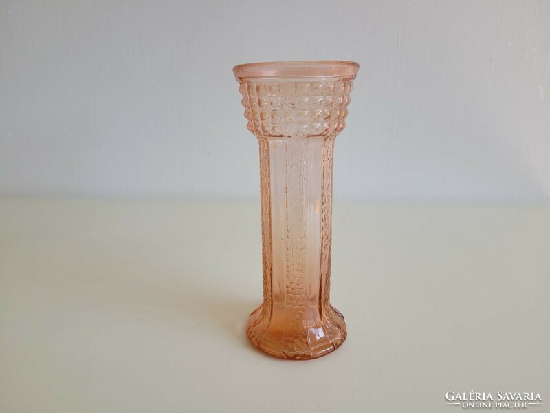 Régi art deco stílusú üvegváza lazac színű váza