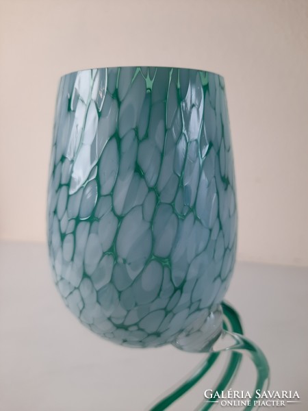 Vintage jozefina krosno blown glass vase with jellyfish stem