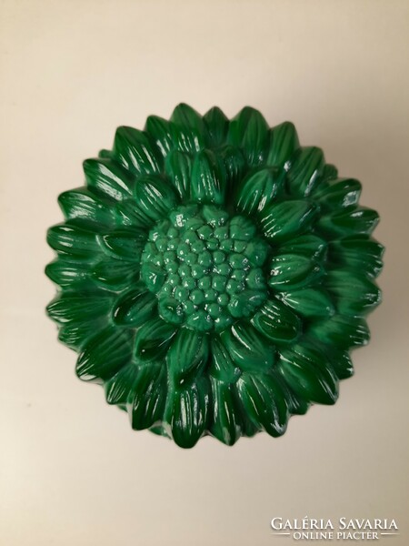 Art deco malachite cast glass bonbonier, curt schlevogt bonbon holder, box