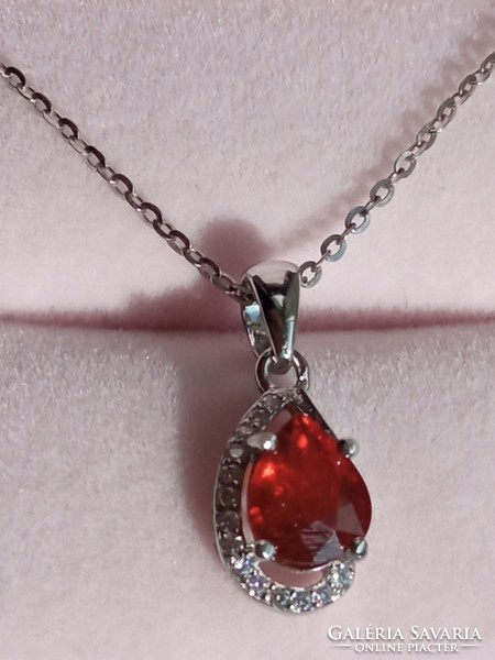 Hesssonite garnet 925 silver pendant