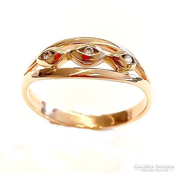 Brill köves vörös arany gyűrű 58M
