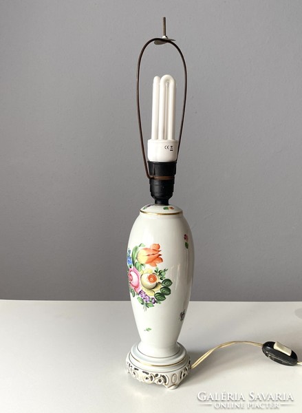 1943 first class Herend porcelain lamp with painted shade