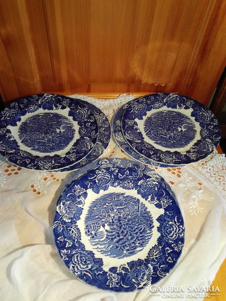 Angol,jelenetes porcelán lapos tányér.