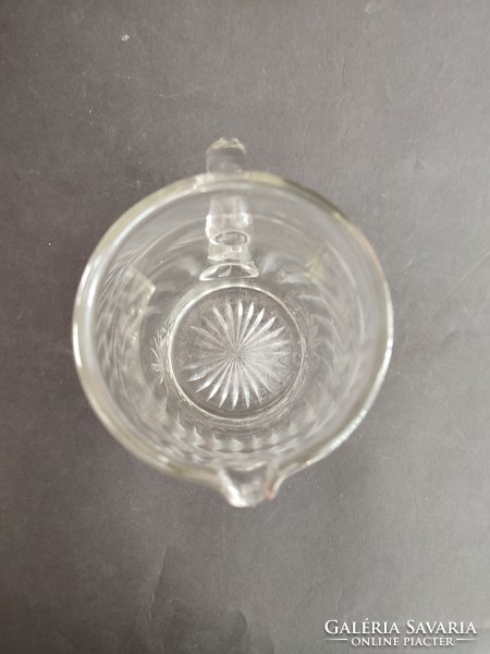 Antique, old engraved, engraved crystal jug, spout - ep