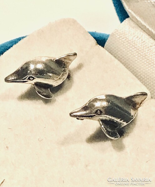 Silver dolphin earrings for little girls or even adults! Two-part! All parts are sterling silver! S