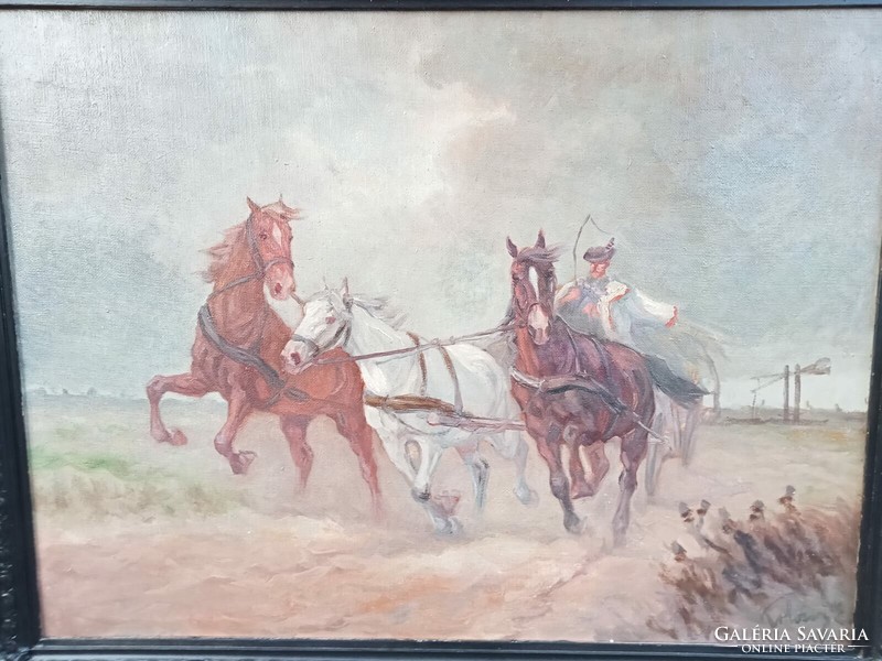 Kolozsváry nagyméretű festmény  lovakkal