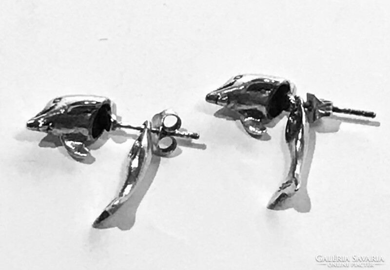 Silver dolphin earrings for little girls or even adults! Two-part! All parts are sterling silver! S