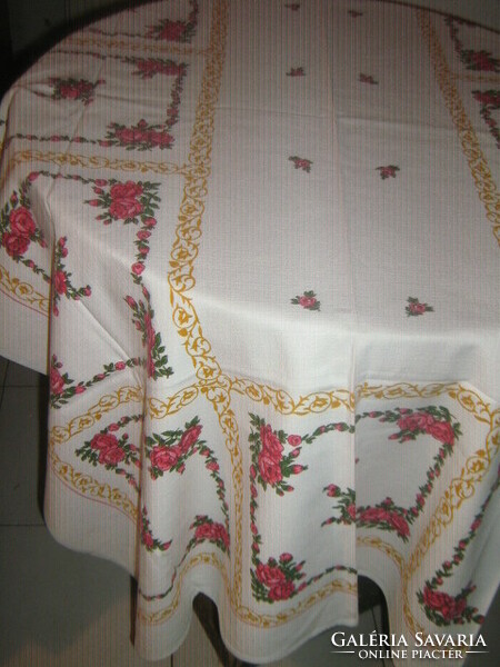 Beautiful antique vintage style rosy tablecloth