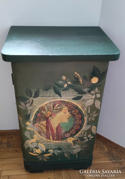 Vintage nightstand with mucha picture